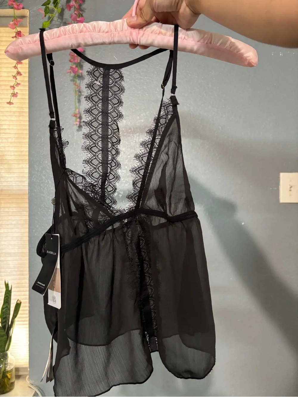 Bluebella Black Lace & Sheer Chemise